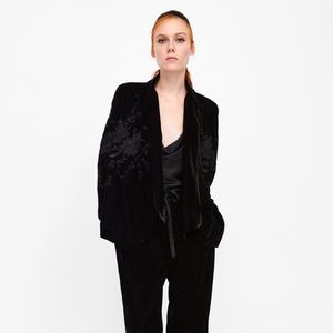Zara embroidered velvet jacket
